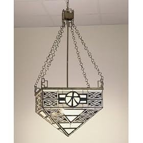 21 Inch Sq Wood Symbol Inverted Pendant Ceiling Fixture by Meyda