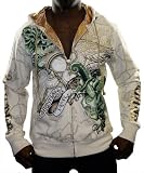 CHRISTIAN AUDIGIER Ed Hardy Platinum Pirate Mens Hoodie Hooded Sweatshirt