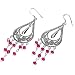 Sterling Silver Earrings with Pink CZ - Size: 68mm