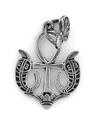Egyptian Jewelry Silver Seprent Ankh of Life Pendant