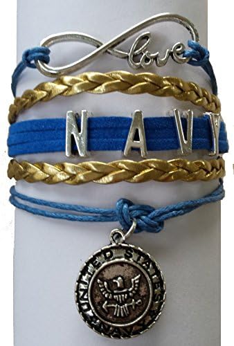 GeauxDat Collectibles Infinity Love Department Depense Army/Navy/Police/Air Force/Fire/Police Wife/Mom/Marines Career Bracelet~10 styles (Navy)