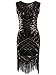 Vijiv Vintage 1920s Embellished Art Nouveau Fringe Sequin Beaded Flapper Dress