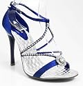 Blue Satin Jeweled Sandals Formal Wedding Sandals