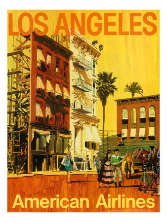 American Airlines, Vintage Travel Poster from 1960-70's; Hollywood Movie Set and Actors Art Poster Print, 9x12