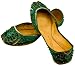 FREE ANKLET with Starlite Ladies / womens Beaded & Diamante Green Leather Khussa Fashion Shoes / Pumps