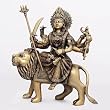 Goddess Figurines Brass Durga Sitting on Her Vehicle Lion 11 inches