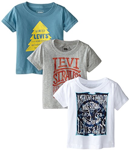Levi's Baby-Boys Infant My First Baby Gift Set 3 Piece Graphic Tee Set, Assorted, 12 Months
