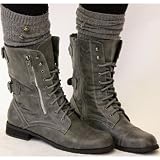 Womens Lace up Ankle Military Worker Boots Size 3-8