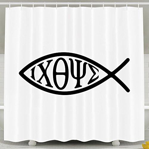 Early Christian Symbols Fish Ikthus THE Waterproof Shower Curtains 72*78inch