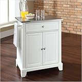 Crosley Furniture Newport Stainless Steel Top Kitchen Island in White