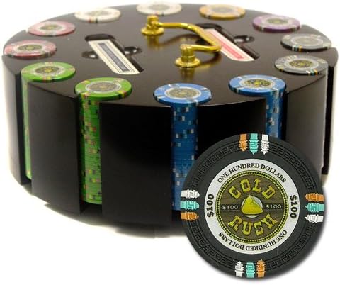 300 Ct Gold Rush Poker Chip Set by Claysmith Gaming in Wooden Carousel