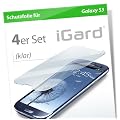 4 x Original iGard� Samsung Galaxy S3 LTE Crystal Clear Schutzfolie Unsichtbar Invisible Displayschutzfolie Screen Protector TOP Marken Qualit�t