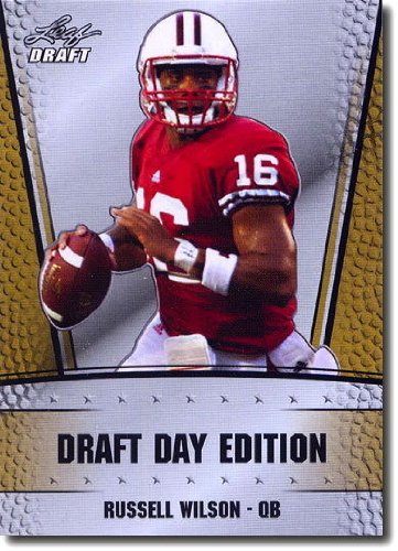 RUSSELL WILSON 2012 LEAF DRAFT DAY "GOLD" ROOKIE CARD! LIMITED PROMO ROOKIE! BADGERS/SEAHAWKS!