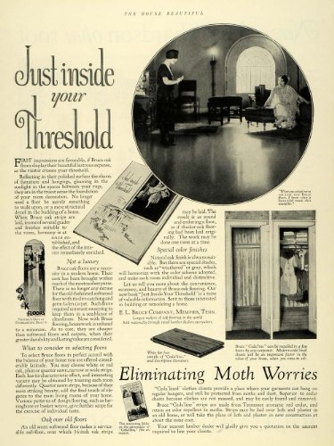 1925 Ad E. L. Bruce Oak Wood Flooring Ceda Lined Moths - Original Print Ad