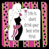 CR Gibson 3-Ply Paper Cocktail Napkins, Package of 20, Drink Your Best Wine First