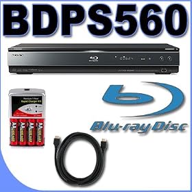 Sony BDP-S560 1080p Blu-ray Disc Player PLUS HDMI Cable - FOUR AA Rechargeable Batteries BigVALUEInc Accessory Saver Bundle