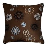 Victoria Classics Bethany Embroidered 20-Inch by 20-Inch Feather Down Pillow, Brown