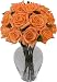 One Dozen Orange Roses with Hourglass Vase