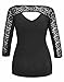 Women's V Neck 3/4 Sleeve Floral Lace Inset Cutout Open Back Plus Size Knit Top