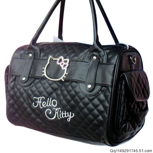 Hello Kitty Black leather-like shoulder/ tote bag purse