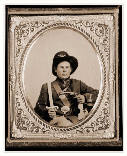 Civil War Photo (M): George Kimbrue Pvt. 93rd Indiana Infantry U.S.A. half-length portrait seated holdin