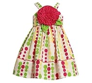 Girls Applique Cotton Dots Print  Dress