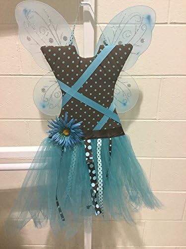 Blue &amp; Brown Polka Dot Fairy Wing Tutu Hair Bow Holder