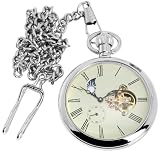Mechanische Taschenuhr, Vollstahl! Sonne/Mond Anzeige Damen