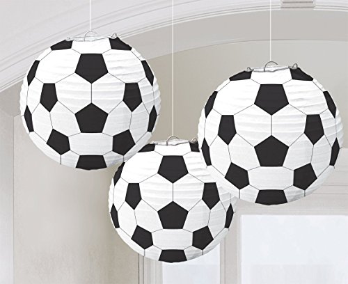 3 Stück DEKO LAMPIONS – FUSSBALL – 24 cm