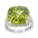 Sterling Silver Cushion-Shaped Created Peridot Ring, Size 9