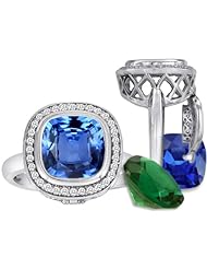 Switch-It Gems (tm) Cushion Cut 10mm Simulated Blue Topaz Ring with 12 Interchangeable Simulated Birthstones