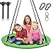 Trekassy 700lb 40 Inch Saucer Tree Swing for Kids Adults 900D Oxford Waterproof with Swivel, 2pcs 10ft Tree Hanging Straps, Steel Frame and Adjustable Ropes--Green