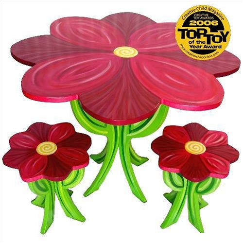 Kitchen: Grape Pansy Table and Two Stool Set by Teacup Tables