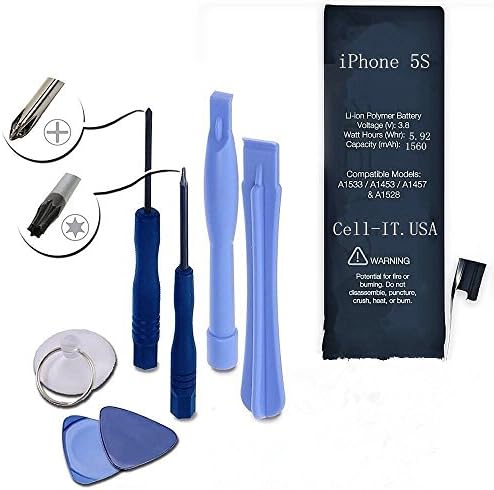 iPhone 5s / 5c Battery Replacement : New Zero Cycle 1560mAh 3.8V Li-Ion Battery Replacement for iPhone 5s and iPhone 5c with Complete Tool Kit (iphone 5s/5c battery)