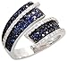 14 Karat Weissgold Fantasie Damen Ring, mit 0.38 Karat Brilliantschliff Diamanten & 1.09 Karat Brilliantschliff Blau Saphir Steine, (16mm) breit