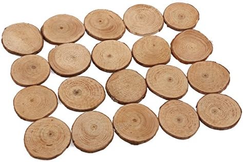 OULII 20pcs 5-6CM Wood Log Slices Discs for DIY Crafts Wedding Centerpieces (Wood Color)