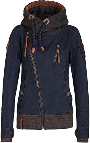Aishang Women's fashion Casual Outdoor Sports Warm Oblique Zipper Hooded Jacket