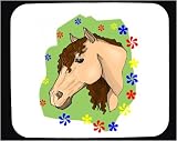 Decorated Mouse Pad with head, equestrian, horse, stallion, flower