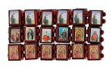 Set of Three Wooden Bracelets with Photographs - Virgen de Guadalupe - Jesus Sacred Heart - Jesus and Assorted Saints and Icons