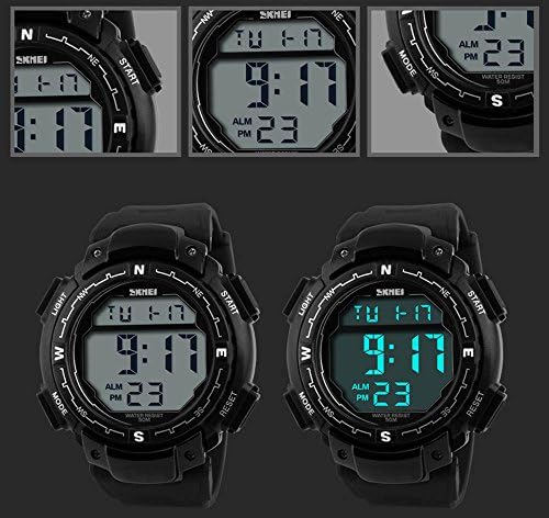 Fanmis Men's Fashion Sports Design Multifunctional Digital Alarm Waterproof Black Wrist Watch