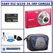 Sony DSC-W330 14.1MP Digital Camera with 4x Wide Angle Zoom with Digital Steady Shot Image Stabilization and 3.0 inch LCD (Red) + Starter Pack # 3