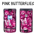New Motorola Razr V3 Designer Skin Removable Vinyl - Pink Butterfly