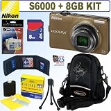 Nikon Coolpix S6000 14 MP Digital Camera (Bronze) + 8GB Accessory Kit