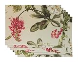Rose Tree Hilo Table Linens Set Of 6 Placemats, Cream