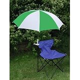 Kelly Green White Clamp On Chair Umbrella for Aluminum or Canvas Folding Chairs