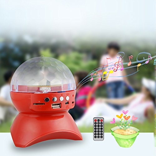 WJLING USB Bluetooth RGB Crystal Magic COLOR LED Disco Light,FM Radio,MP3/support TF card/Micro SD card and USB input LED Night Light(RED)