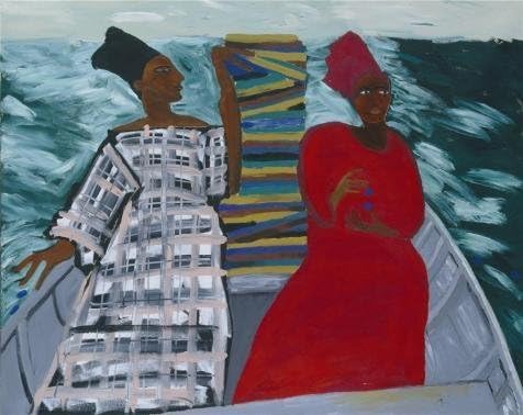 Vintastore Wood Framed Modern Wall Art Decor Lubaina Himid - Between The Two My Heart Is Balanced 1991 Print On Definition Canvas