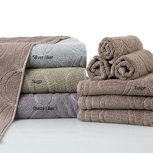 10pc Orbital Design Jacquard Spa Towel Set, Sage by