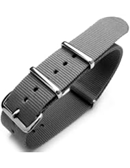 Nato 20mm Heat Sealed Heavy Nylon Polished Buckle - Light M. Grey
