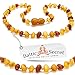 Amber Teething Necklace Unpolished, Raw Amber Beads - Extra Safe Lab Tested & Certified, 50% Richer and More Effective, Teething Pain & Drooling Reduce Properties / 2LH.U-BRQ / 29.5CM 11.6IN